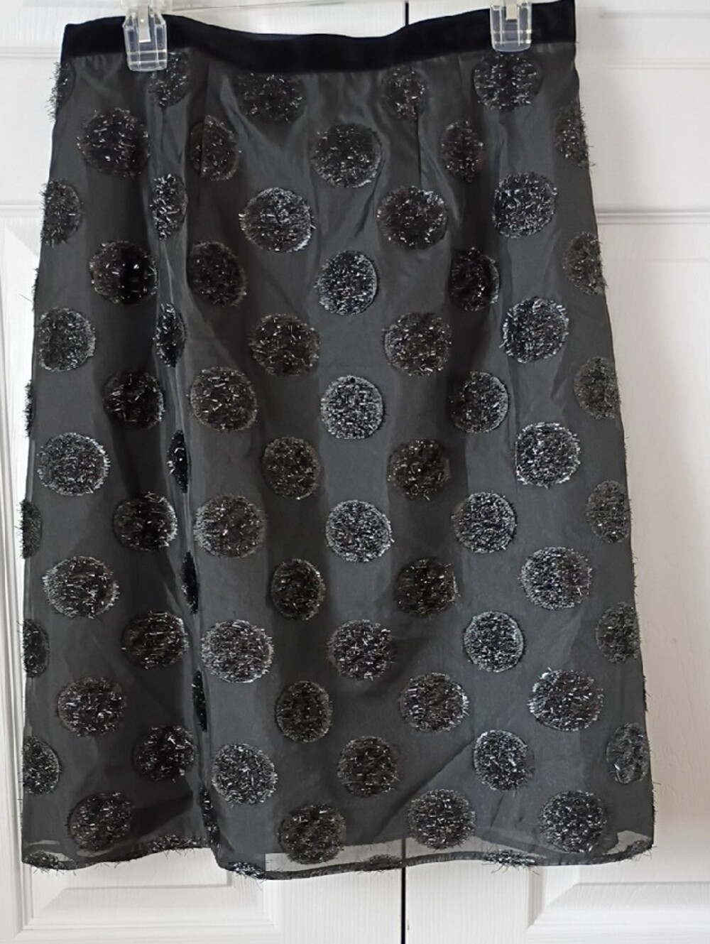 NWT Talbots Black Skirt with Shimmer Polka Dots Sz 10 - Picture 5 of 7